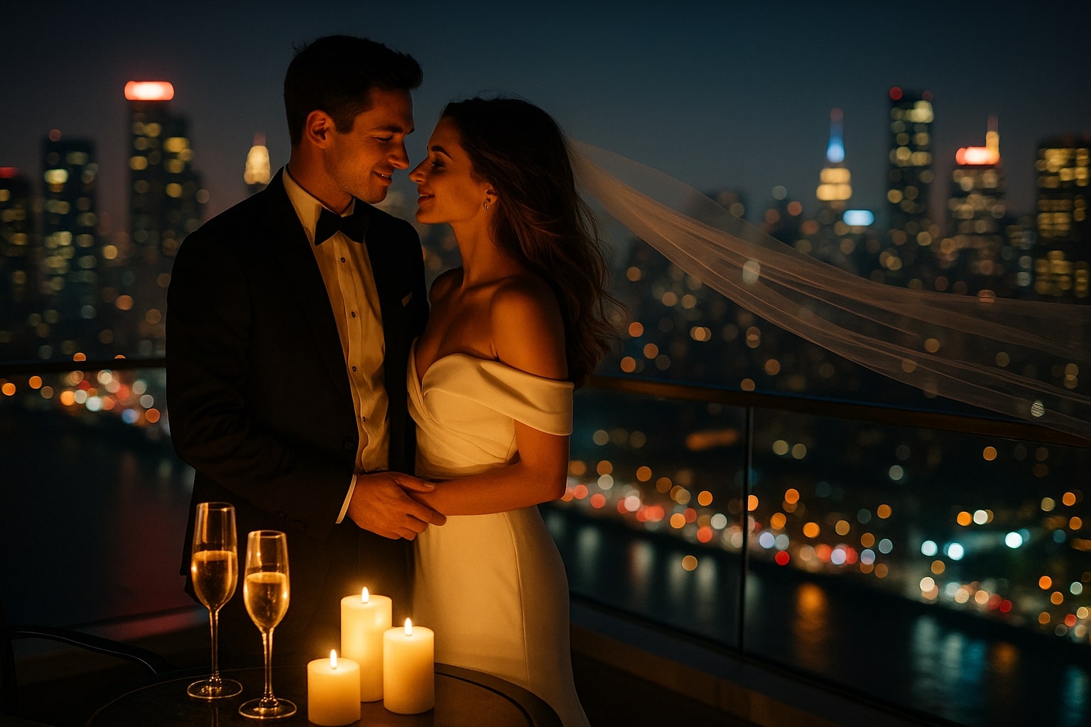 Кинематографичная свадебная съёмка в Самаре — огни города и магия вечера